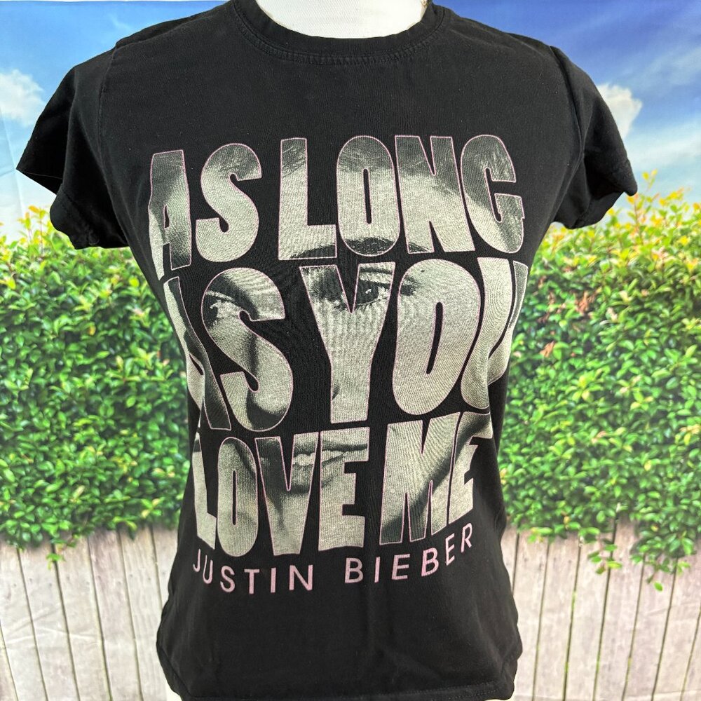 Justin Bieber Black T-shirt As Long As You Love Me Womens Size Small (SKU: 31W)